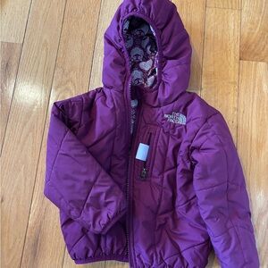 The North Face Purple Hooded Puffer Jacket for Kids